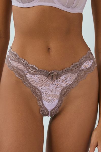 Shop Out From Under Angel Lace Thong In Lilac, Women's At Urban Outfitters