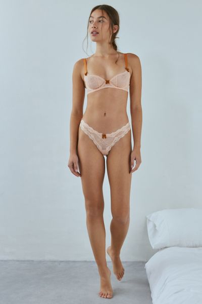 OUT FROM UNDER ANGEL LACE THONG IN PEACH, WOMEN'S AT URBAN OUTFITTERS 