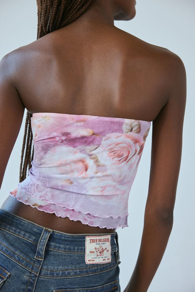 Silence + Noise Kori Printed Mesh Cropped Tube Top | Urban Silence + Noise Kori Printed Mesh Cropped Tube Top | Urban