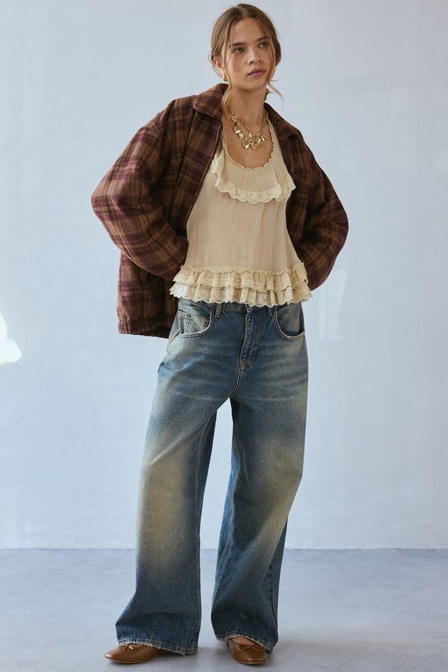 Ecote Lacey Sheer Ruffle Trim Halter Top #3