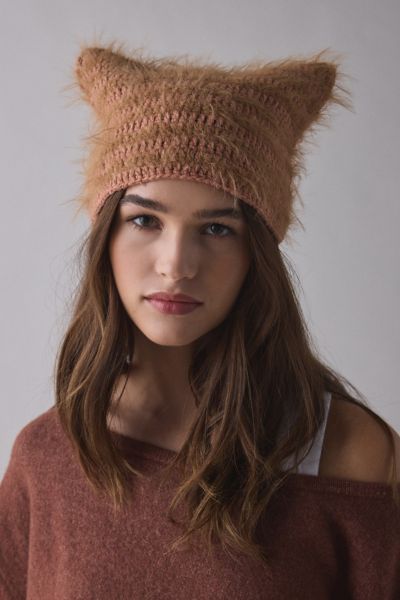 Urban Outfitters Mylo Fuzzy Beanie In Taupe, Women's At  In Brown