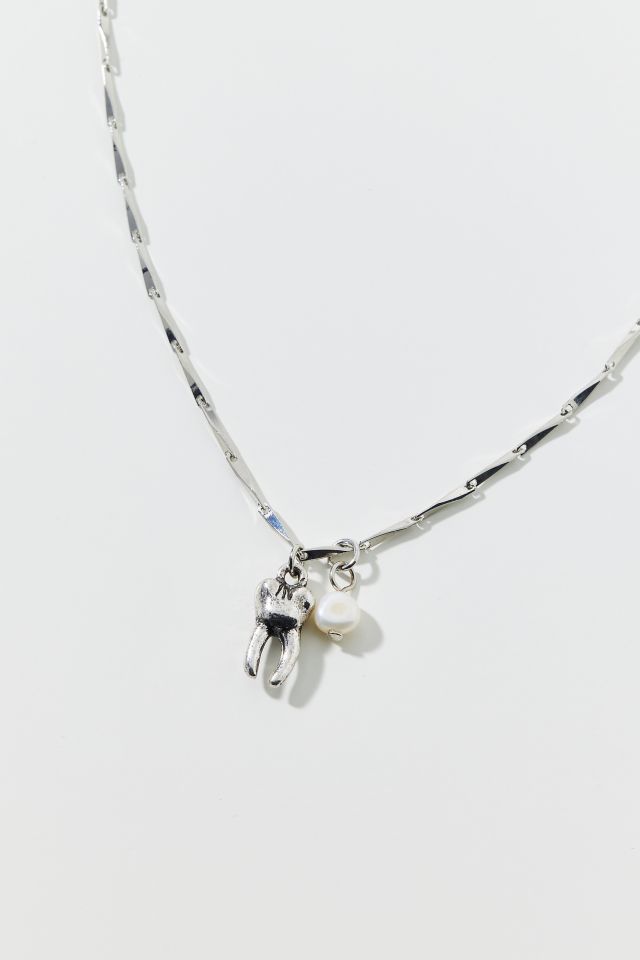 Tooth & Pearl Charm Necklace #1