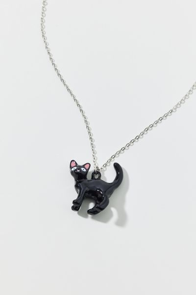 Ceramic Black Cat Charm Necklace