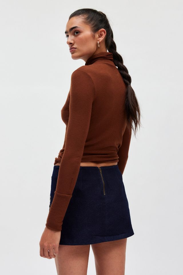 Ecote Lulu Denim Studded Low Rise Mini Skirt | Urban Outfitters