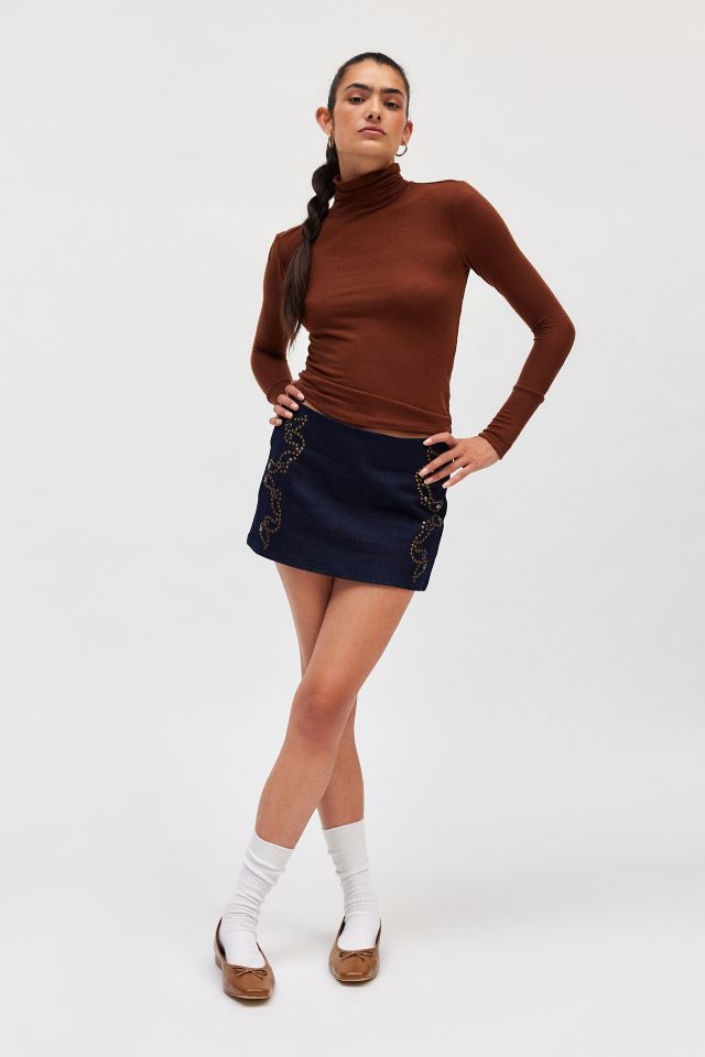 ミニスカート ILLIGO Studded Low Mini Skirt 5BMR0227 Edikted Studded Low Rise Washed Denim Mini Skirt | PacSun