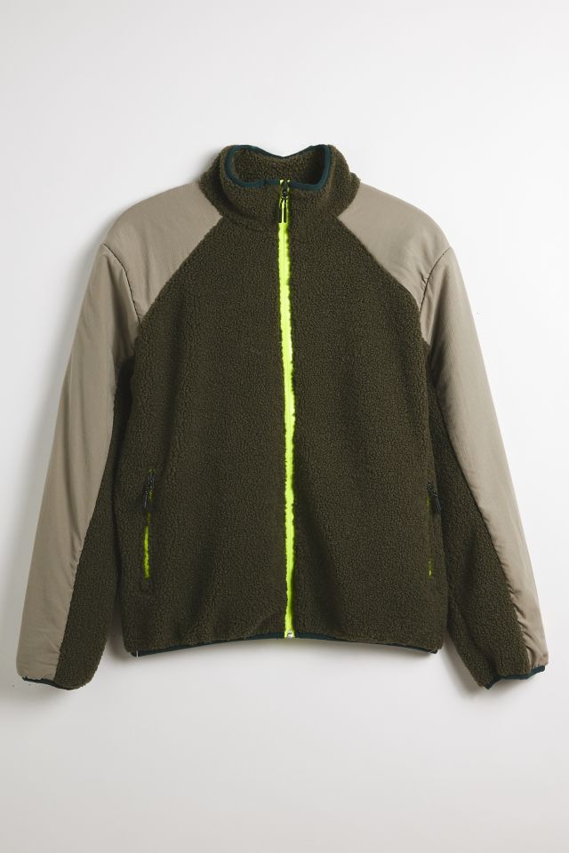 Urban Outfitters Without Walls Olive Green Piled Fleece & 2024 Quilt Mix Jacket NWT