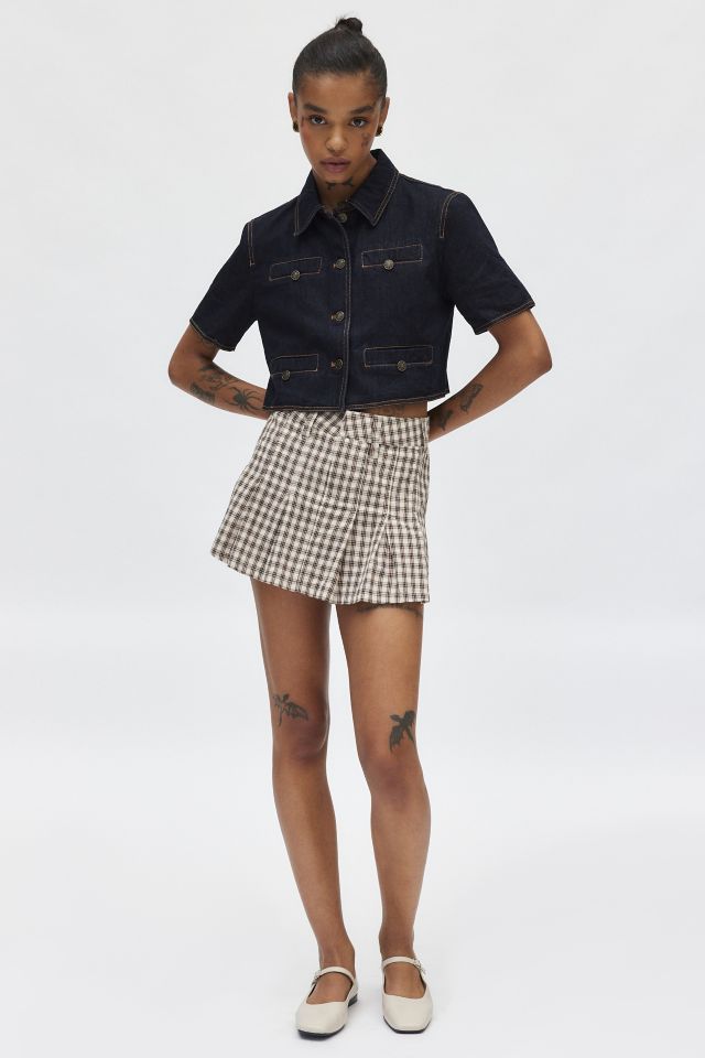 Lioness Halston Short Sleeve Cropped Denim Top #1