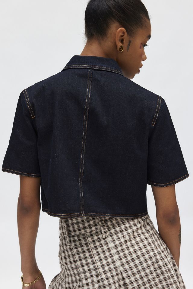 Lioness Halston Short Sleeve Cropped Denim Top #3