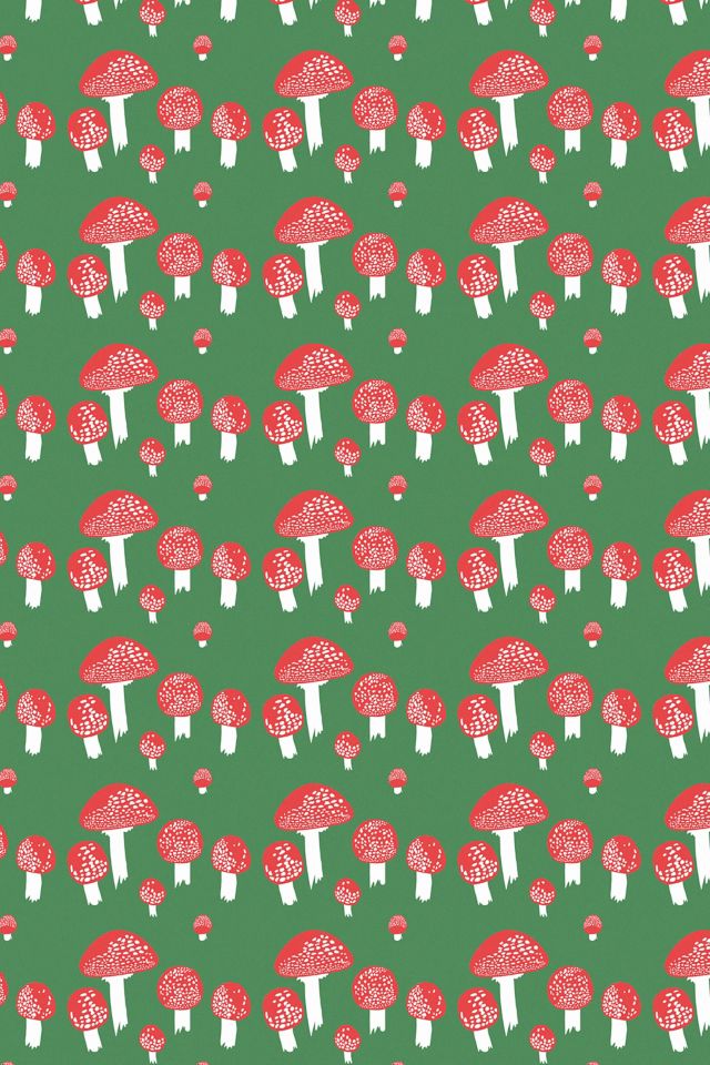 Red Cap Festive Mushrooms Wrapping Paper #1