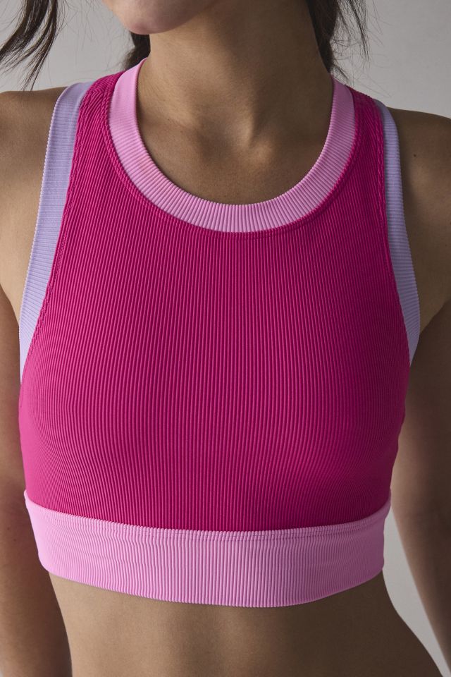 Beach Riot Gwen Raspberry Colorblock High Neck Bra Top #3