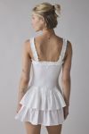 Ecote Olive Ruffled Drop Waist Milkmaid Mini Dress