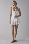 Ecote Olive Ruffled Drop Waist Milkmaid Mini Dress