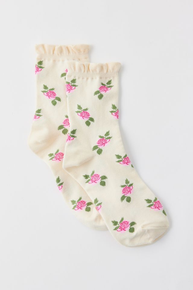 Rosette Print Crew Sock #1