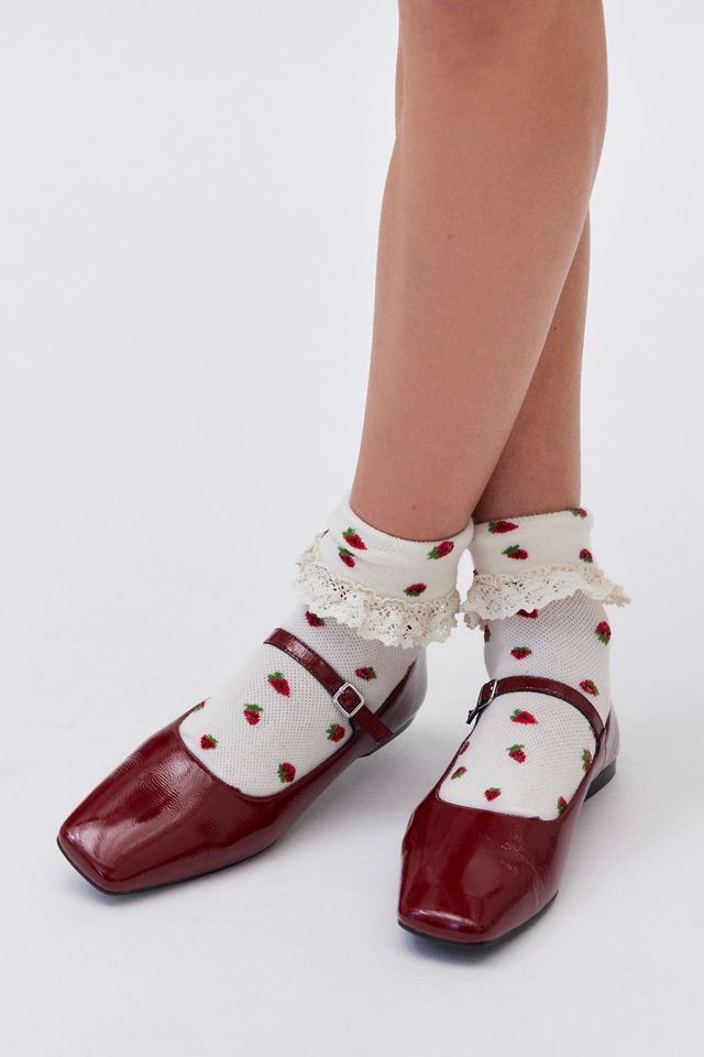 Printed Ruffle Foldover Sock #1