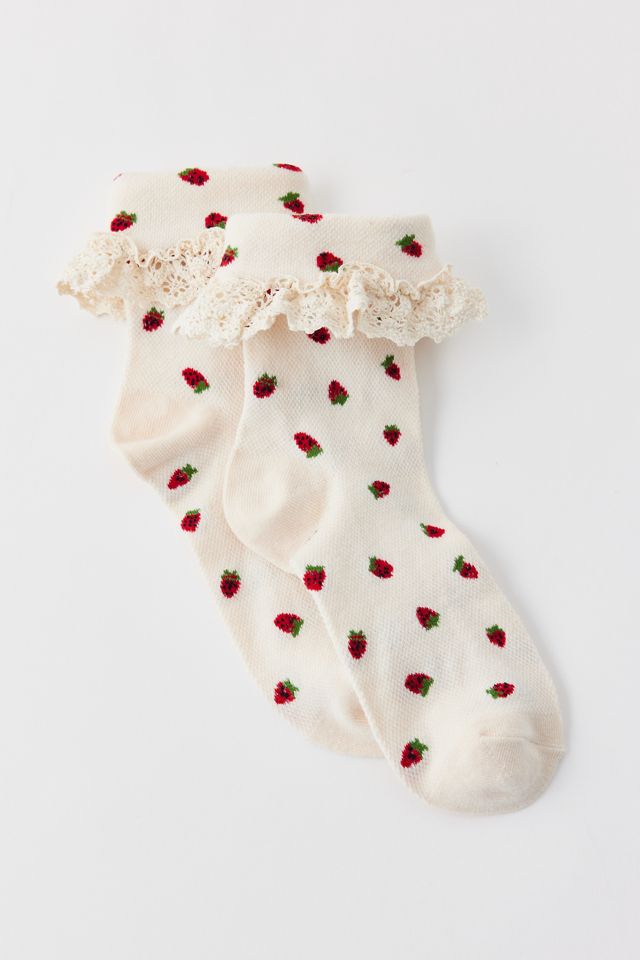 Printed Ruffle Foldover Sock #2