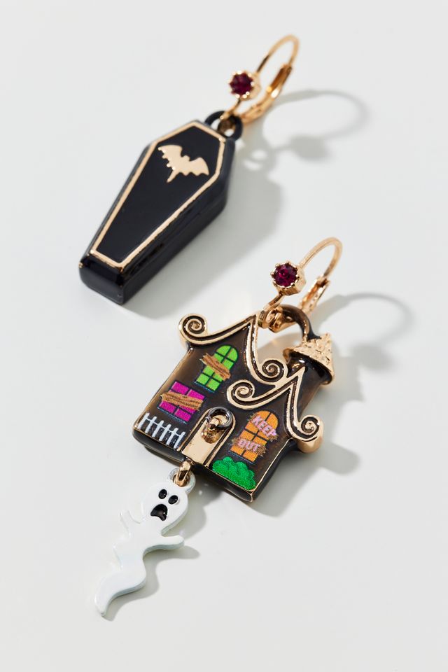 Betsey Johnson Haunted House Coffin Mismatched Earring