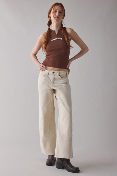 Shop Dickies Graphic Split V-neck Cropped Tank Top In Brown, Women's At Urban Outfitters
