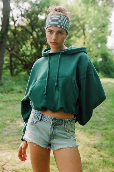 【Raucohouse】Rich washed crop hoodie Urban Renewal Remade Super Cropped Hoodie Sweatshirt | Urban