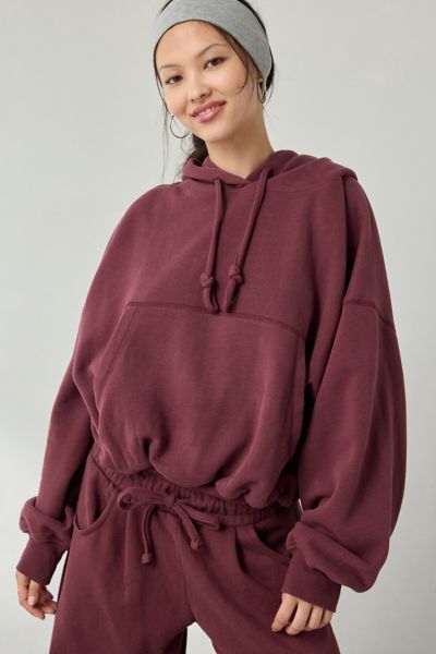Out From Under Try Me Bubble Hoodie Sweatshirt In Maroon, Women's At Urban Outfitters In Brown