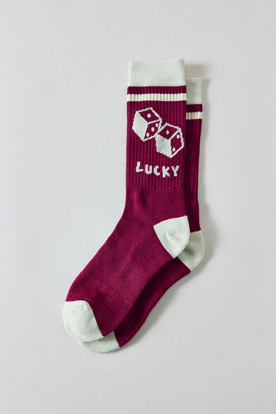 Urban Outfitters Lucky Dice Crew Sock In Dark Red, Men's At  In Dark Red