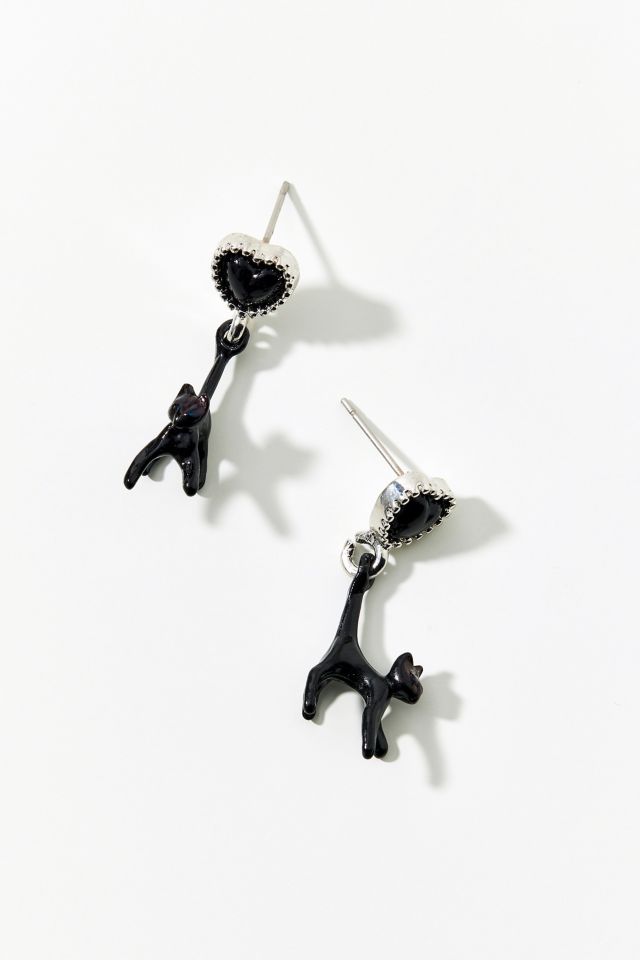 Boucles d'Oreilles Pendantes Cœurs et Chats #1