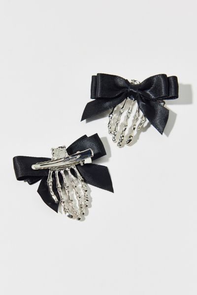 Skeleton Bow Hair Clip Set