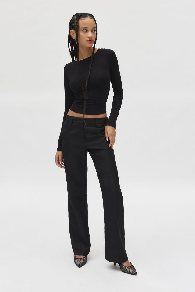 Silence + Noise Kelly Open Back Long Sleeve Top #1