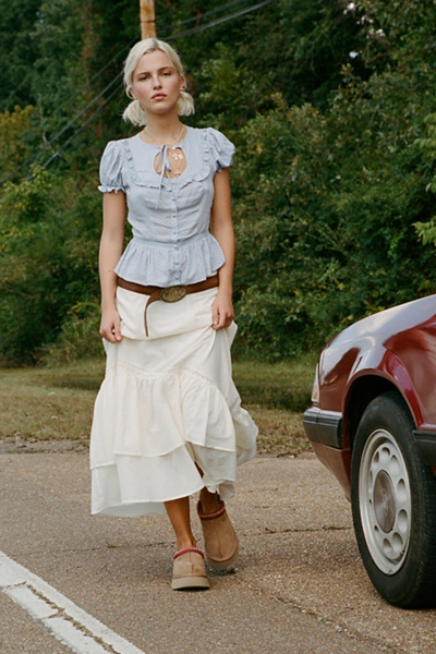 Kimchi Blue Alia Asymmetrical Maxi Skirt In White, Women's At Urban Outfitters In White