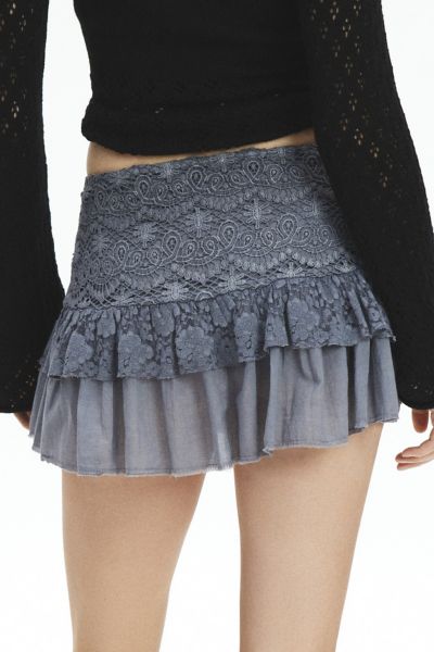 Ecote Robin Belted Ruffled Lace Fit-And-Flare Mini Skirt