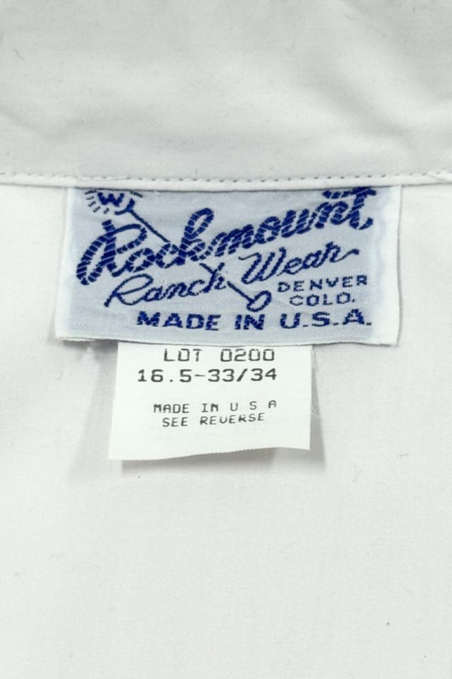 Chemise Western Rockmount Vintage Années 80 - Blanc Brodé Taille L