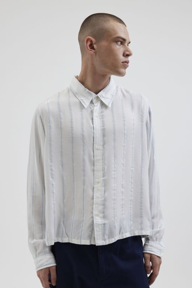 UO Shiny Striped Party Button-Down Shirt #1