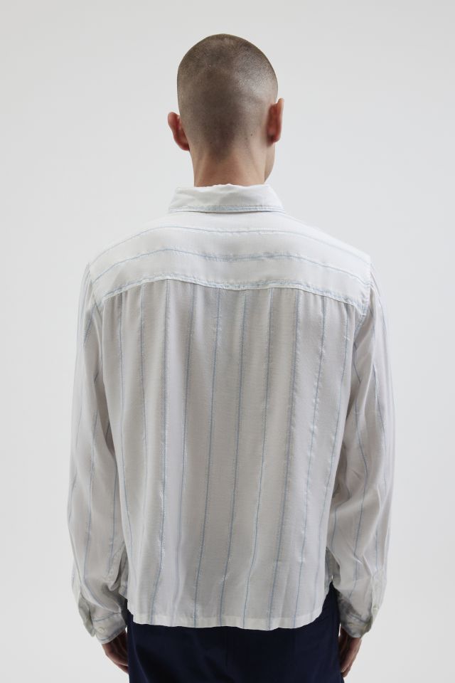 UO Shiny Striped Party Button-Down Shirt #2