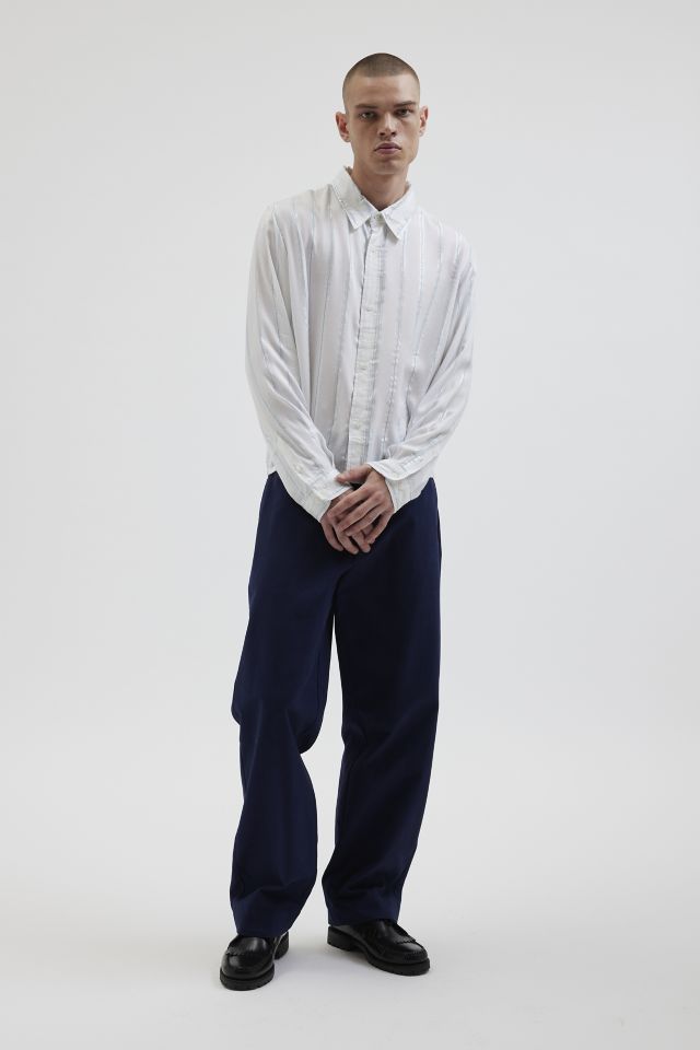 UO Shiny Striped Party Button-Down Shirt #3