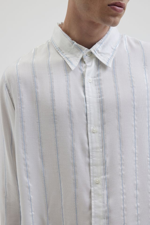UO Shiny Striped Party Button-Down Shirt #4