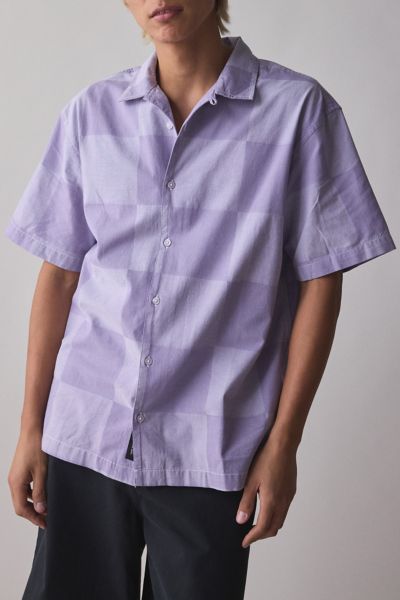 Vans Kessler Checkerboard Short Sleeve Shirt Top In Lavender, Men's At Urban Outfitters In Lavender