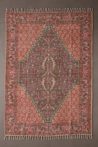 URBAN OUTFITTERS PARISA MEDALLION PRINTED WASHABLE RUG IN RED AT URBAN OUTFITTERS 