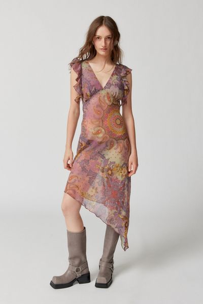 Devon Semi-Sheer Chiffon Midi Dress
