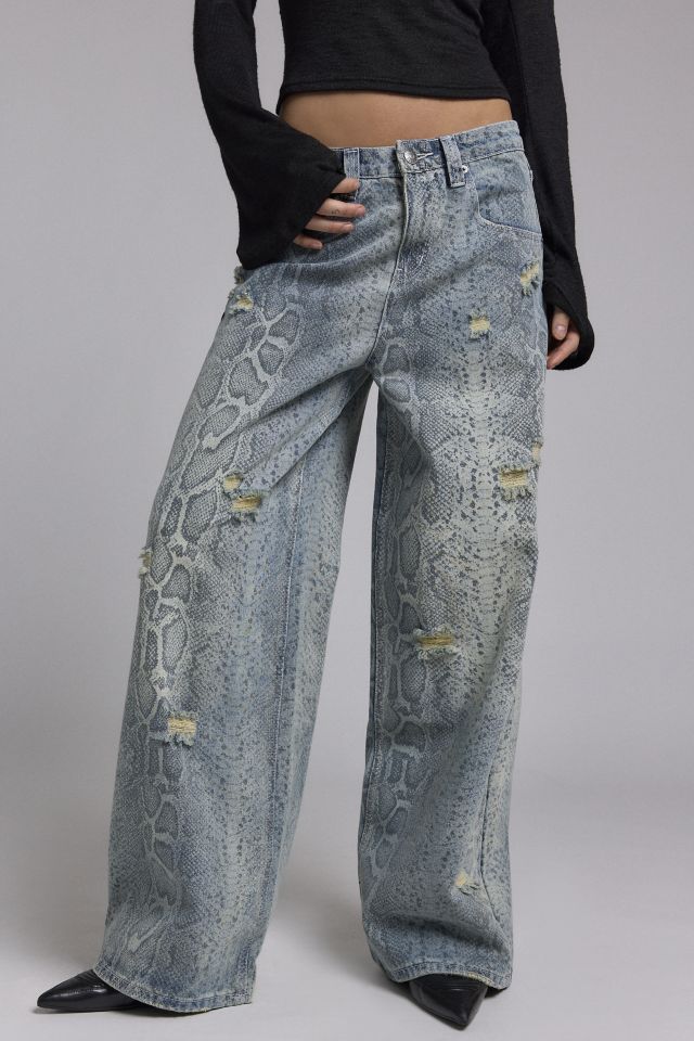 The Ragged Priest Scale Snakeskin Print Slim Sweeper Jean #2