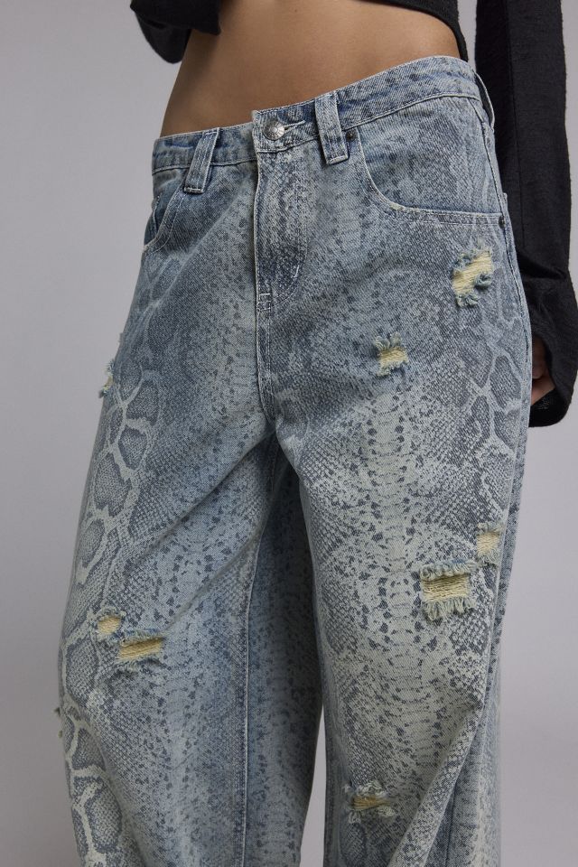 The Ragged Priest Scale Snakeskin Print Slim Sweeper Jean #3
