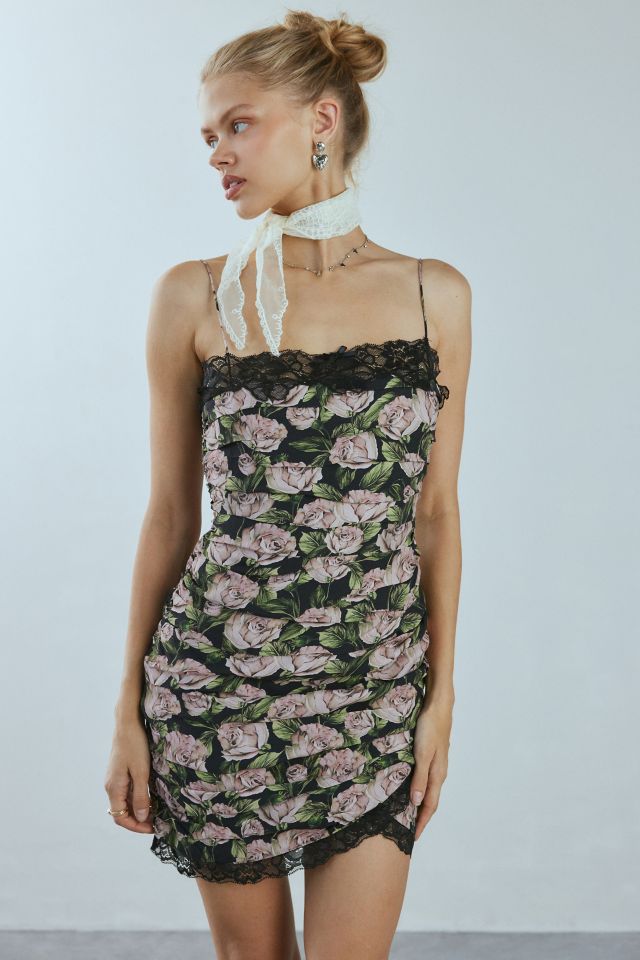 For Love & Lemons Fallen Rose Print Mini Dress #1
