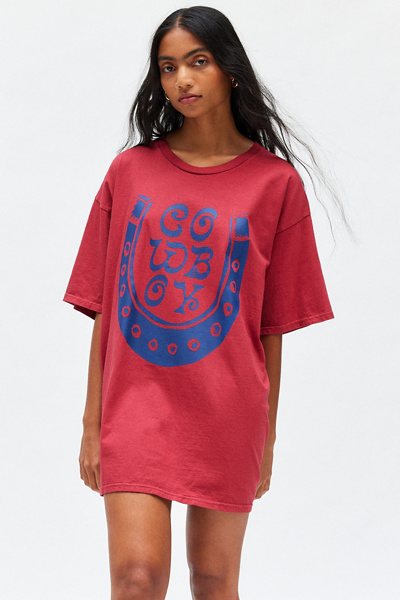 open lace back dress Forever Live Cowboys Oversized Graphic Shirt Dress – Simply Me Boutique main image 0