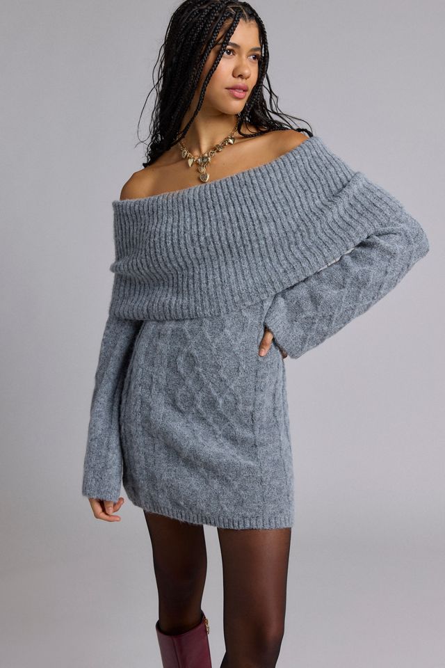 sweater mini dress Mocha Knit Long Sleeve Bodycon Fit | Mabel Sweater Mini DressLong Bell SleevesOff ShouldersStretchTall is 2 Longer Than Regular Length100% PolyesterImported Heather Twofer Floral Sweater Mini