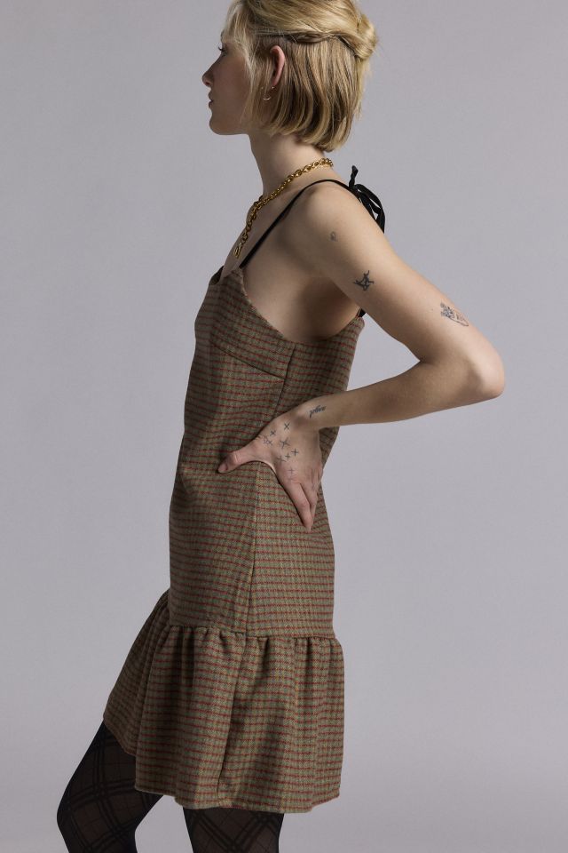 Daisy Street Plaid Drop Waist Tie-Strap Mini Dress #2