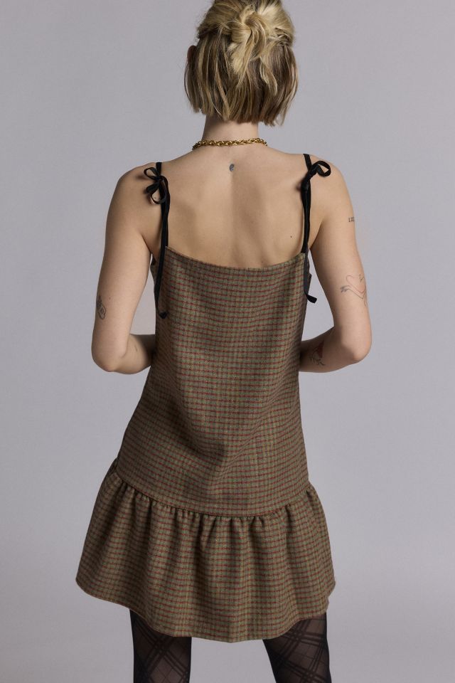 Daisy Street Plaid Drop Waist Tie-Strap Mini Dress #3