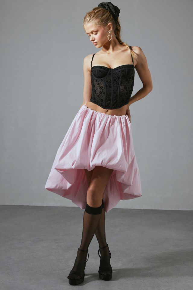 For Love & Lemons Anya High-Low Taffeta Bubble Midi Skirt #1