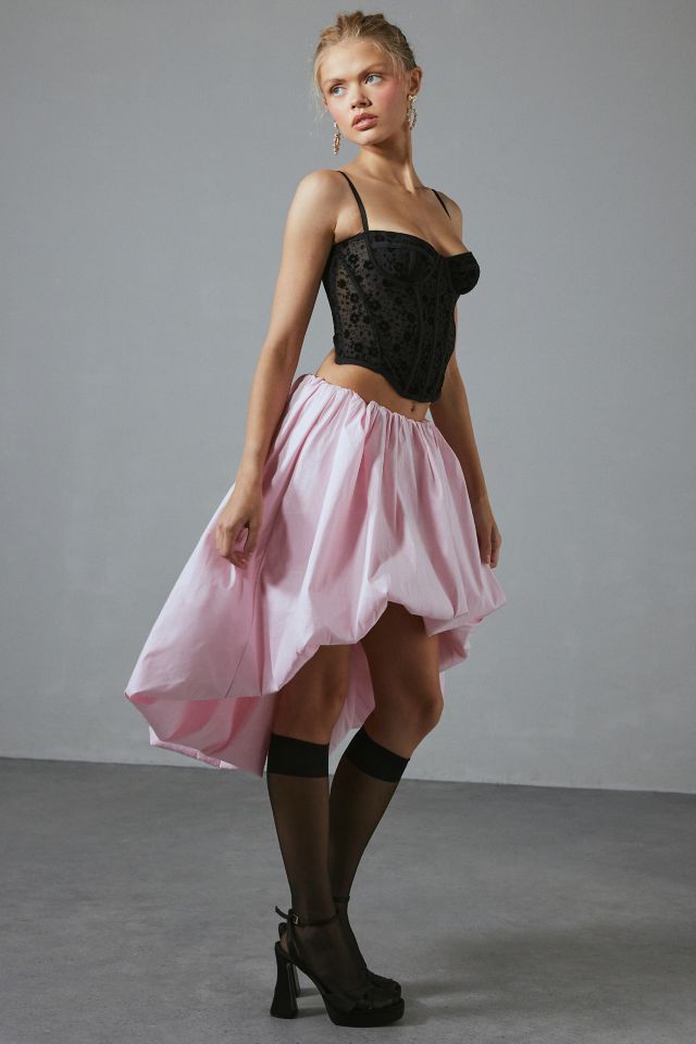 For Love & Lemons Anya High-Low Taffeta Bubble Midi Skirt #3