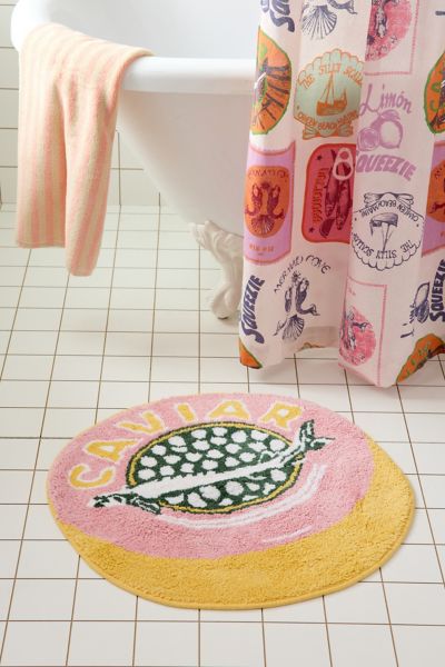 Urban Outfitters Caviar Tin Plush Round Bath Mat In Pink At
