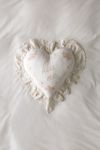 Kiss Me Embroidered Ruffle Heart Throw Pillow