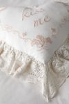 Kiss Me Embroidered Ruffle Heart Throw Pillow