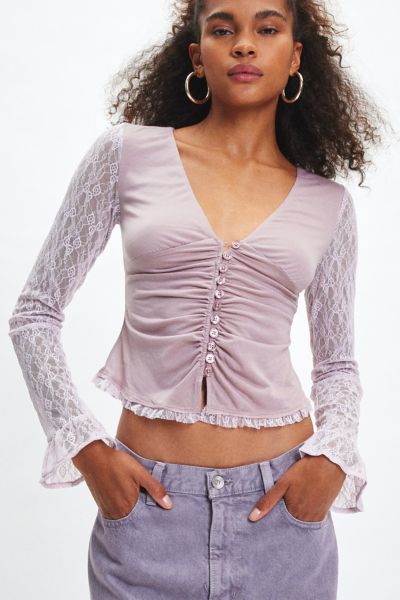 Kimchi Blue Arabella Button Front Lace Top
